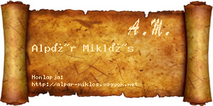Alpár Miklós névjegykártya
