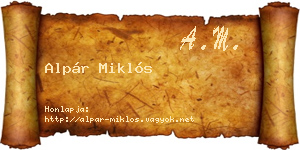 Alpár Miklós névjegykártya