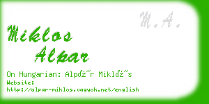 miklos alpar business card